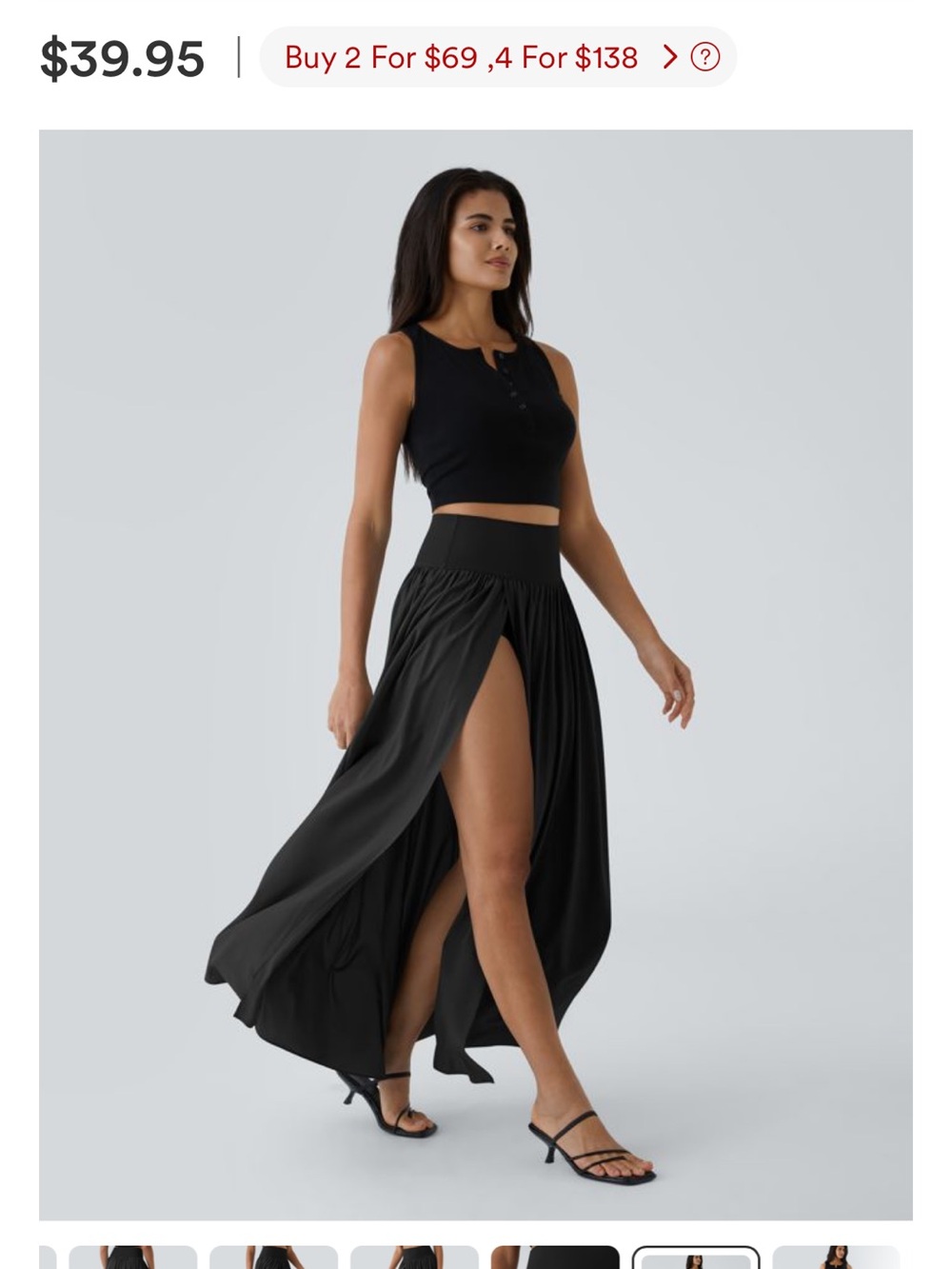 HALARA Black Maxi Skirt with High Slit